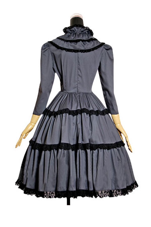 Adult Costume Long Sleeve Black and White Lolita Dress - Click Image to Close